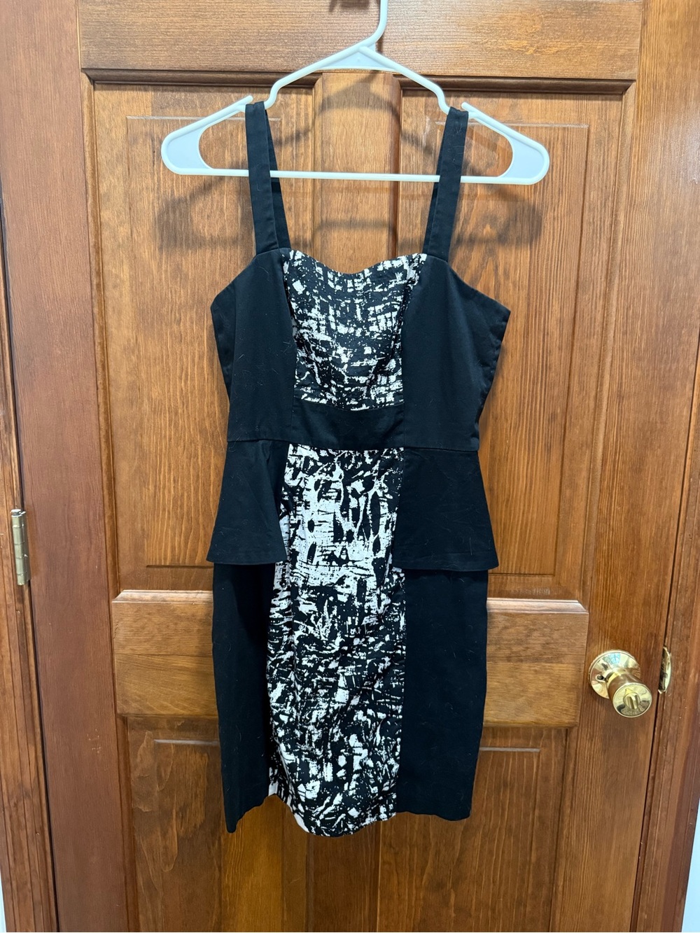 Saks Fifth Avenue Black Label Printed Panel Peplum Dress